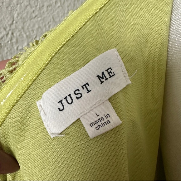 JUST ME Lime Crochet Lace One Shoulder Short Sleeve Midi Dress Just Me Sz. Large - Picture 5 of 13